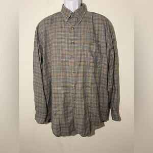 Bullock & Jones Men's Plaid Long Sleeve Button Front Cotton Shirt Size XL